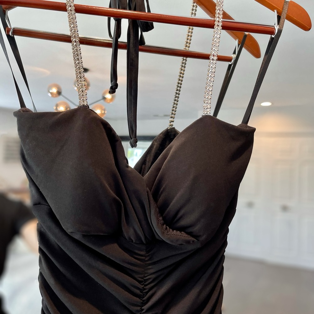 Cache Diamond Halter Ruched Dress - Picture 2 of 7